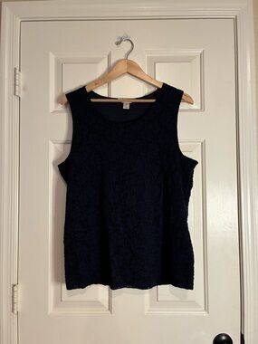Christopher & Banks Navy Lace Sleeveless Tank